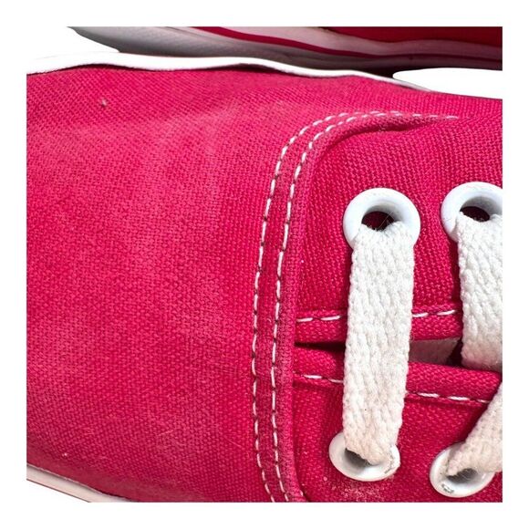 Vans Off The Wall Mens US 12 Red Canvas Lace-Up Sneakers Classic White Soles SEE - Picture 6 of 16